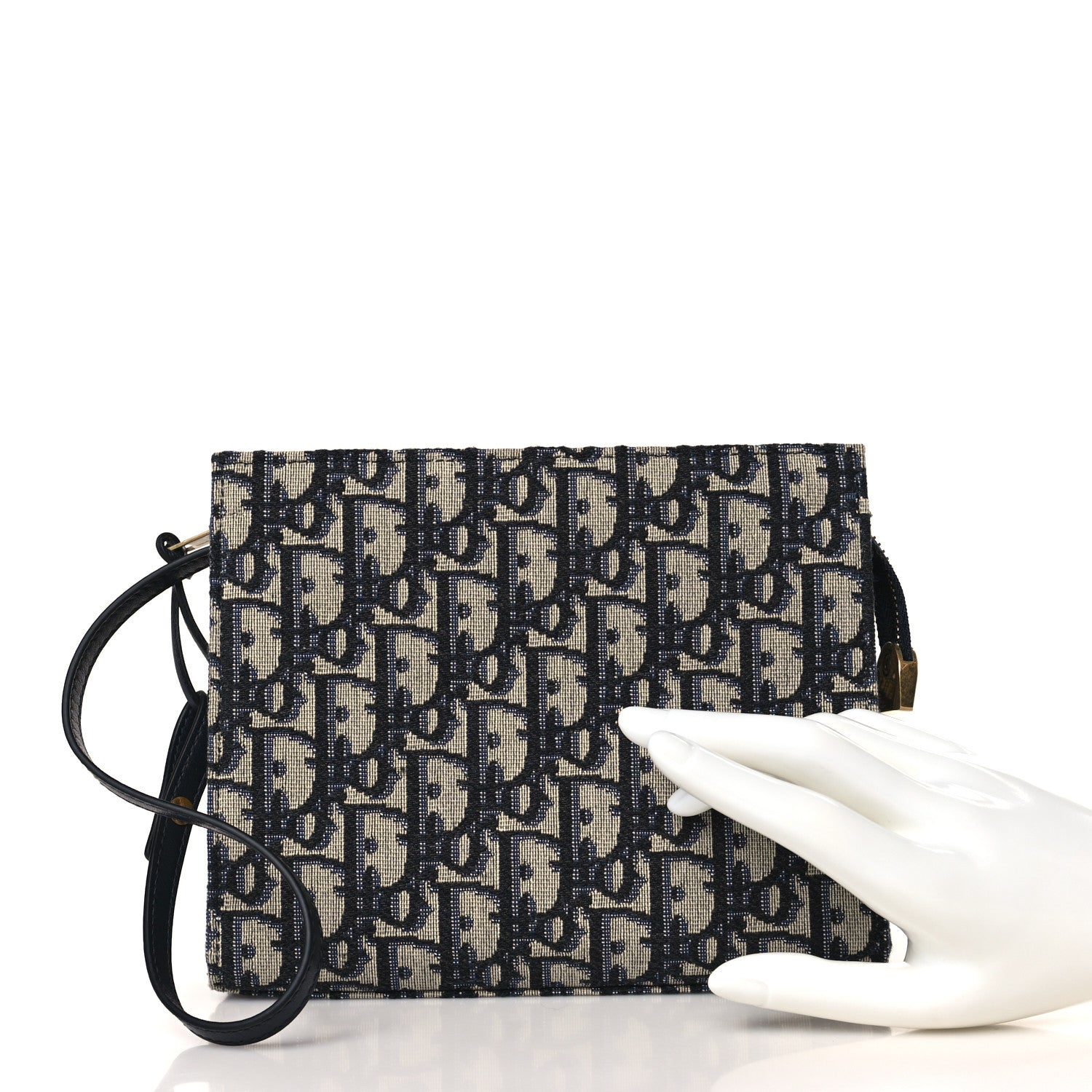 Christian Dior Oblique Zipped Pouch Clutch Blue 2 of 10