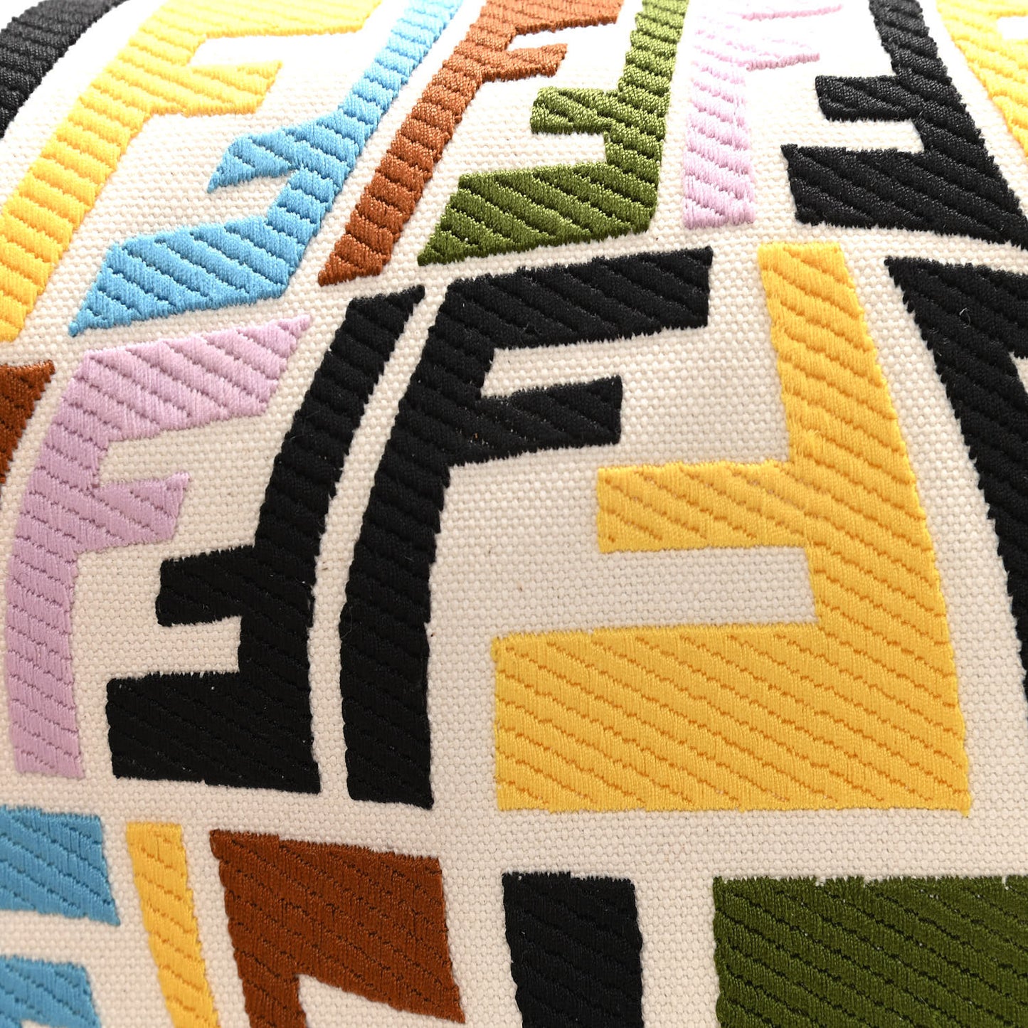 X SARA COLEMAN Canvas Vitello King Seta FF Fish Eye Embroidered Baguette Grezzo Multicolor Ghianda