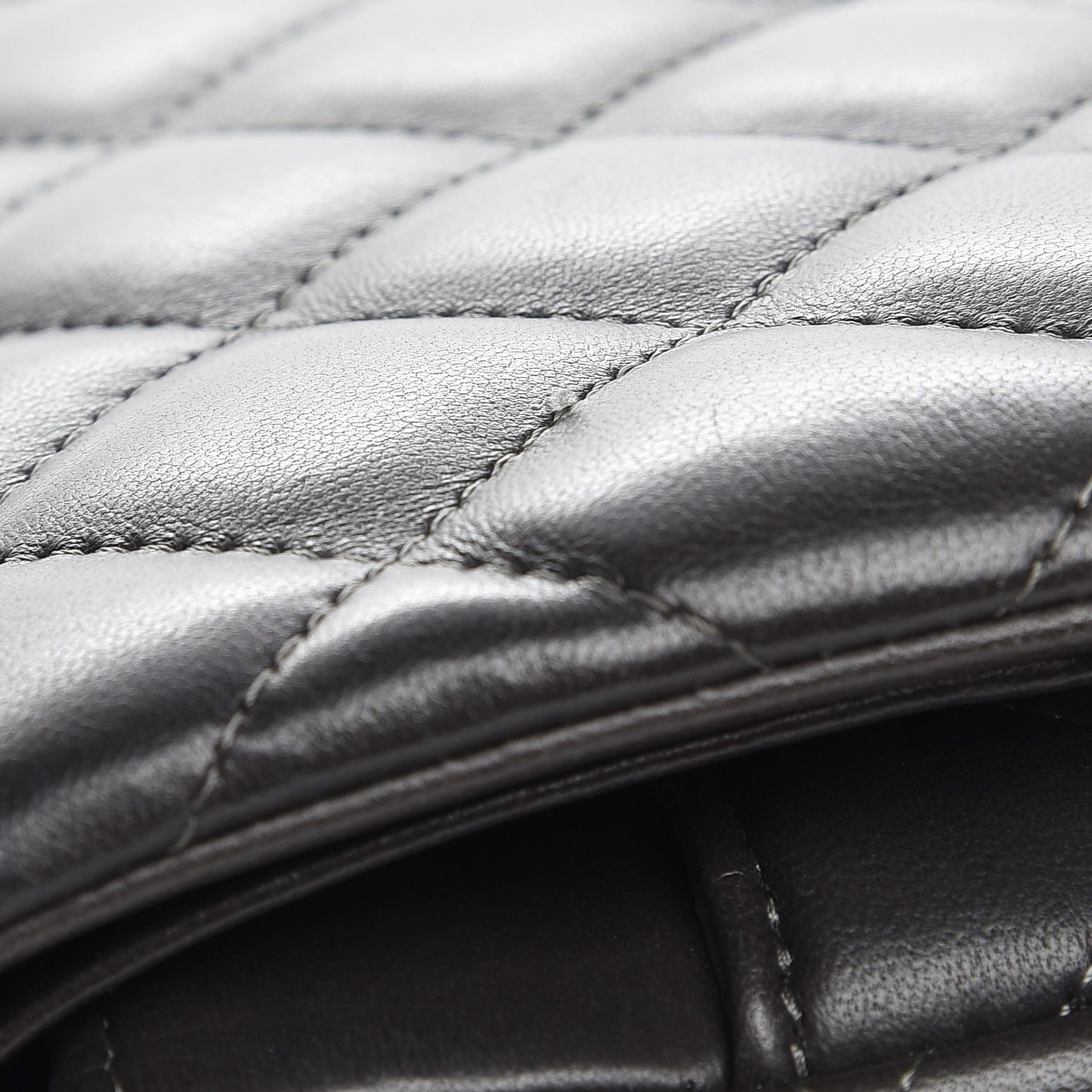 Lambskin Quilted Jumbo Double Flap Dark Grey