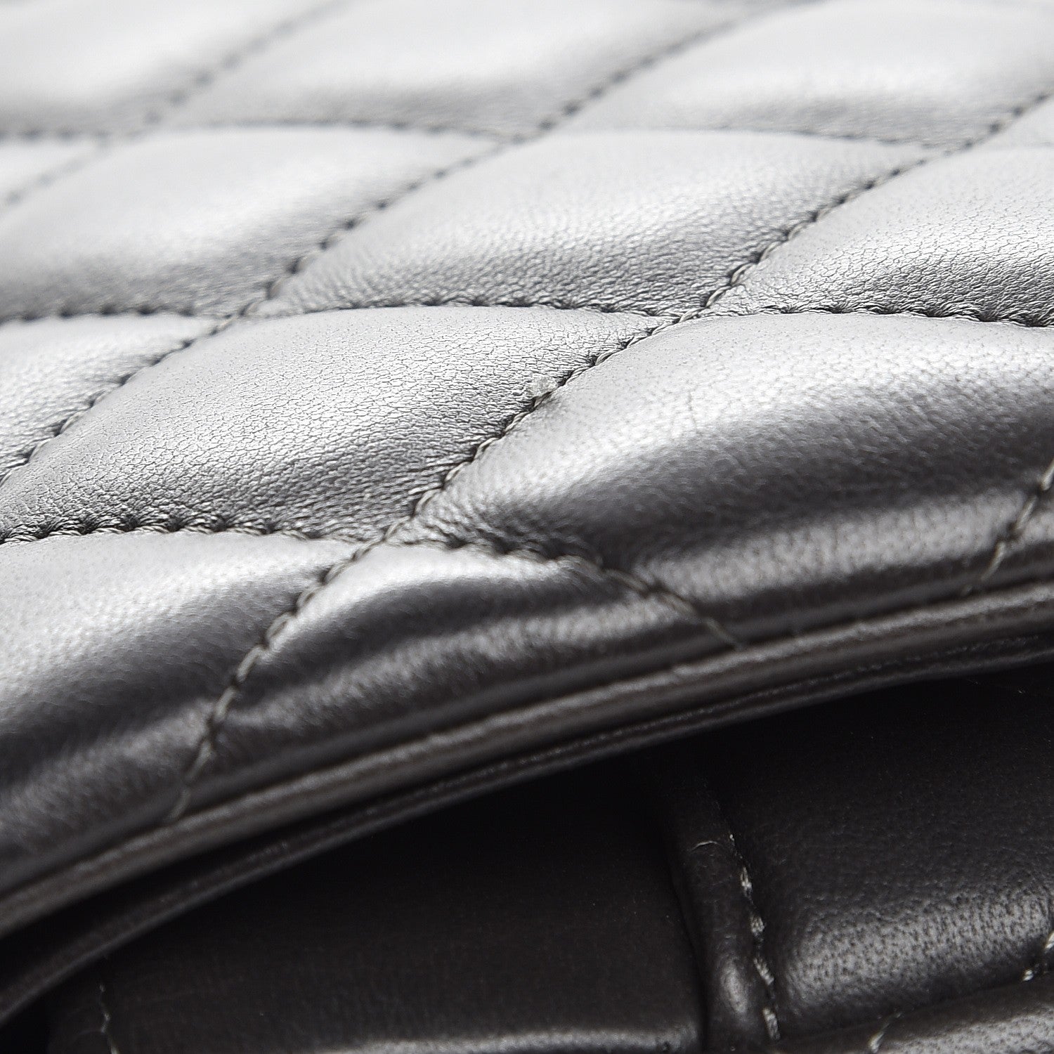 Chanel Lambskin Quilted Jumbo Double Flap Dark Grey 10 of 10