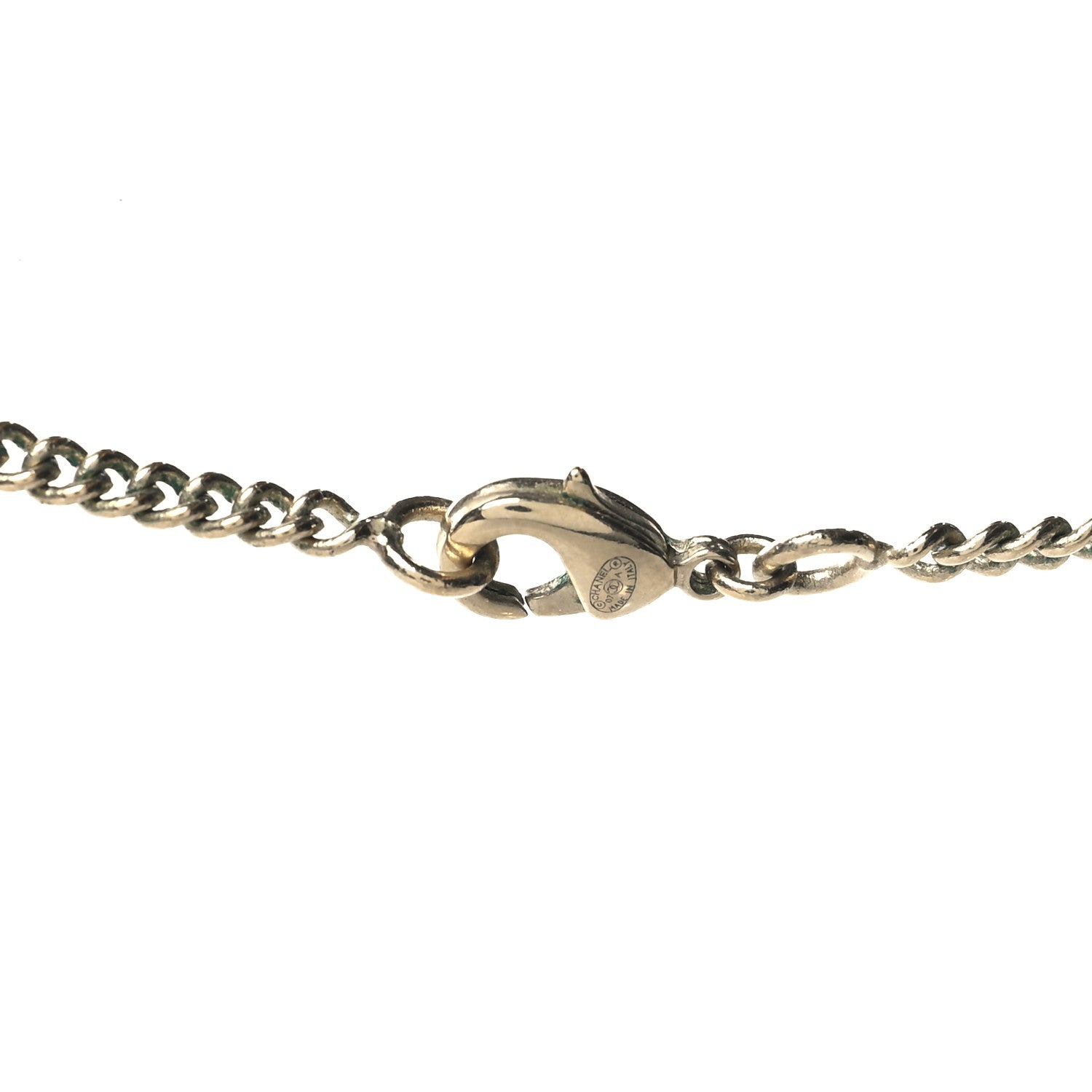 Chanel CC Pendant Necklace Gold White 4 of 5