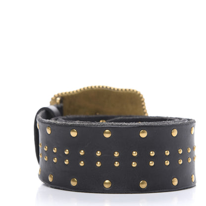 Gucci Calfskin Lion Head Studded Belt 85 34 Black 2 of 5