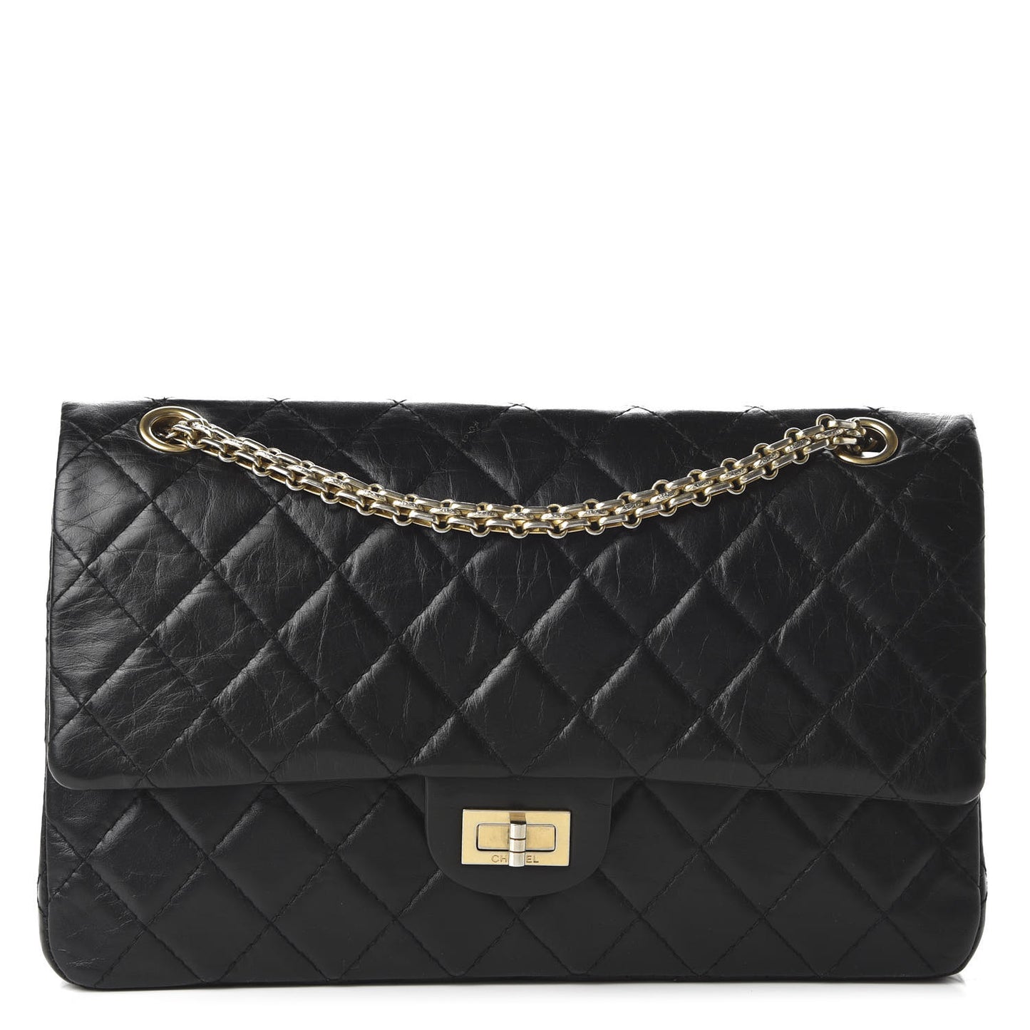 Aged Calfskin Quilted 2.55 Reissue 226 Flap Black