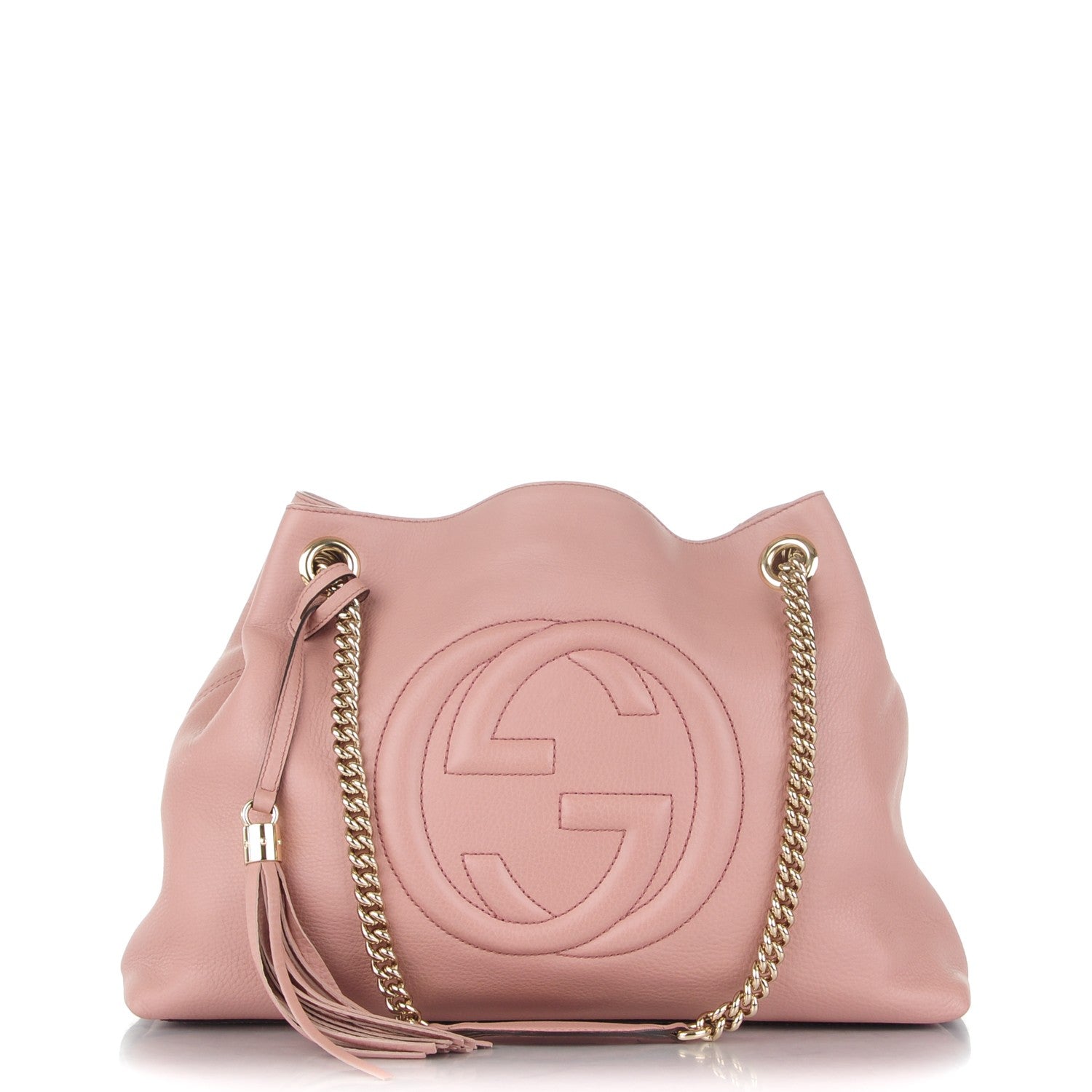 Gucci Pebbled Calfskin Medium Soho Chain Shoulder Bag Antique Rose 1 of 7