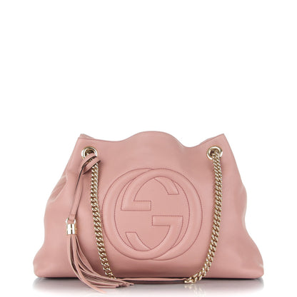 Gucci Pebbled Calfskin Medium Soho Chain Shoulder Bag Antique Rose 1 of 7