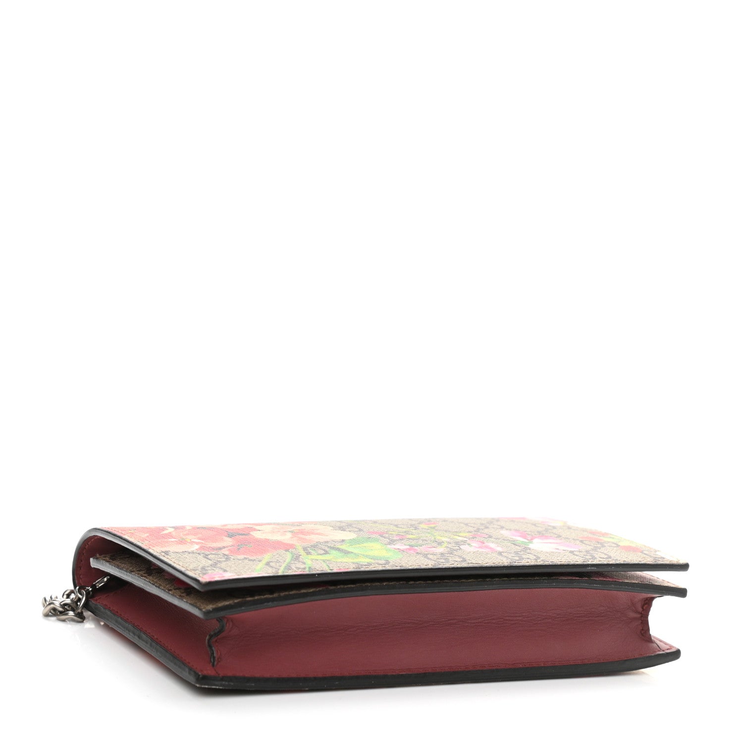 Gucci GG Supreme Monogram Blooms Chain Wallet Beige Multicolor Dry Rose 4 of 11