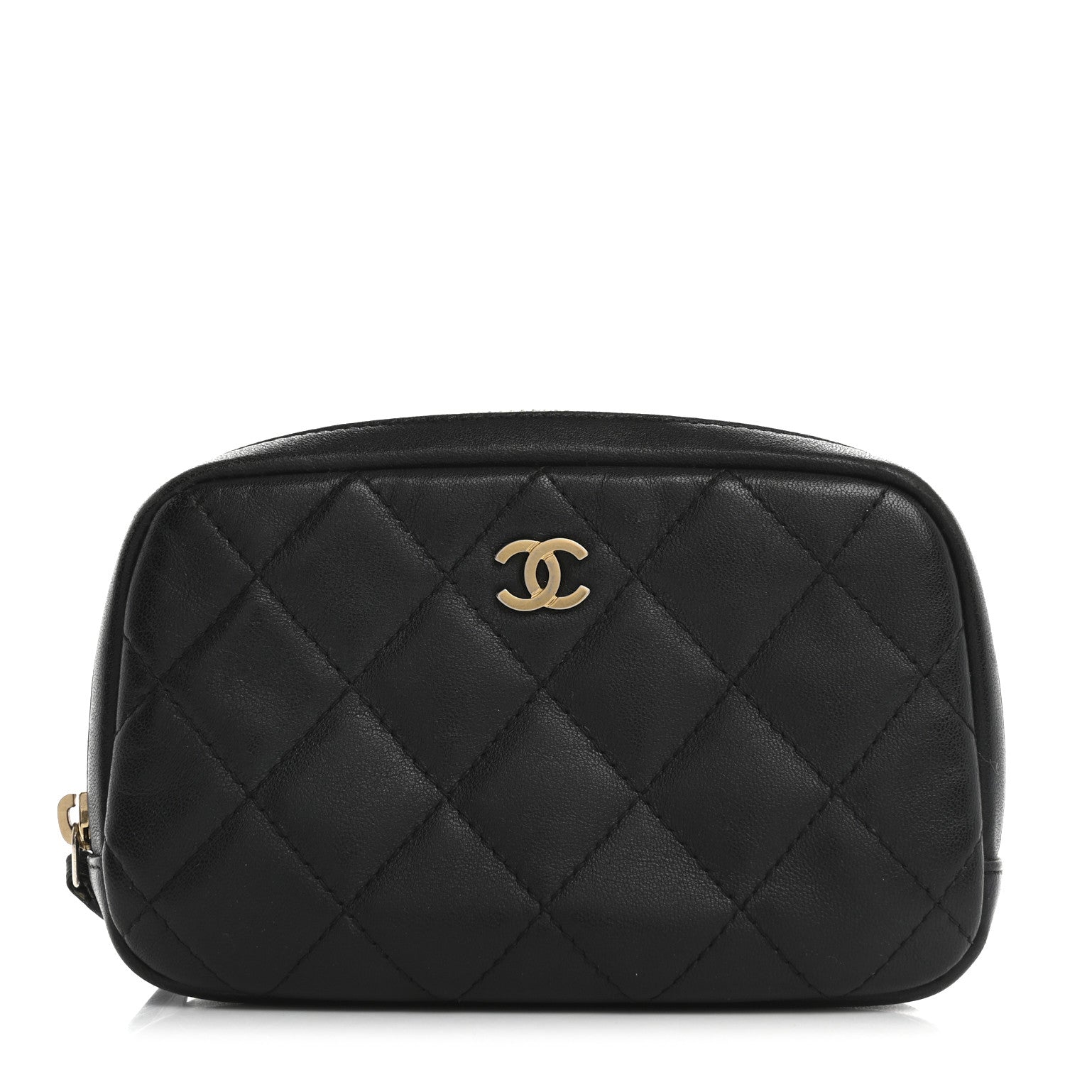 Chanel Lambskin Quilted Small Curvy Pouch Cosmetic Case Black 1 of 13