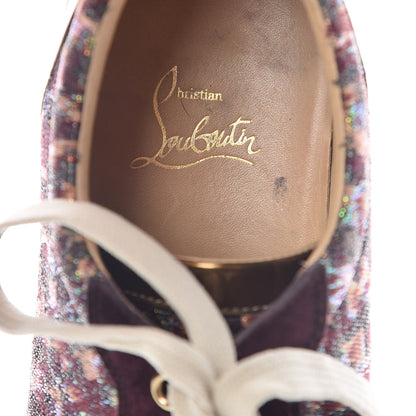 Christian Louboutin Crystal Metallic Suede Peacock Woven Lurex Gondolastrass Sneakers 40 Burgundy 10 of 10