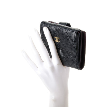 Chanel Caviar Quilted Compact French Flap Wallet Black 2 of 7