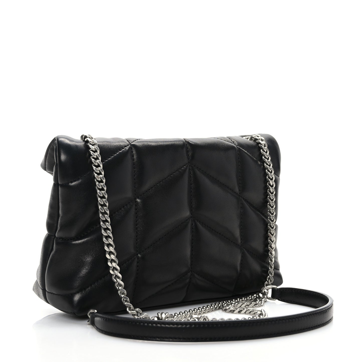 Lambskin Quilted Toy Loulou Puffer Monogram Chain Satchel Black
