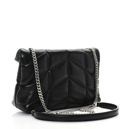 Saint Laurent Lambskin Quilted Toy Loulou Puffer Monogram Chain Satchel Black 3 of 9