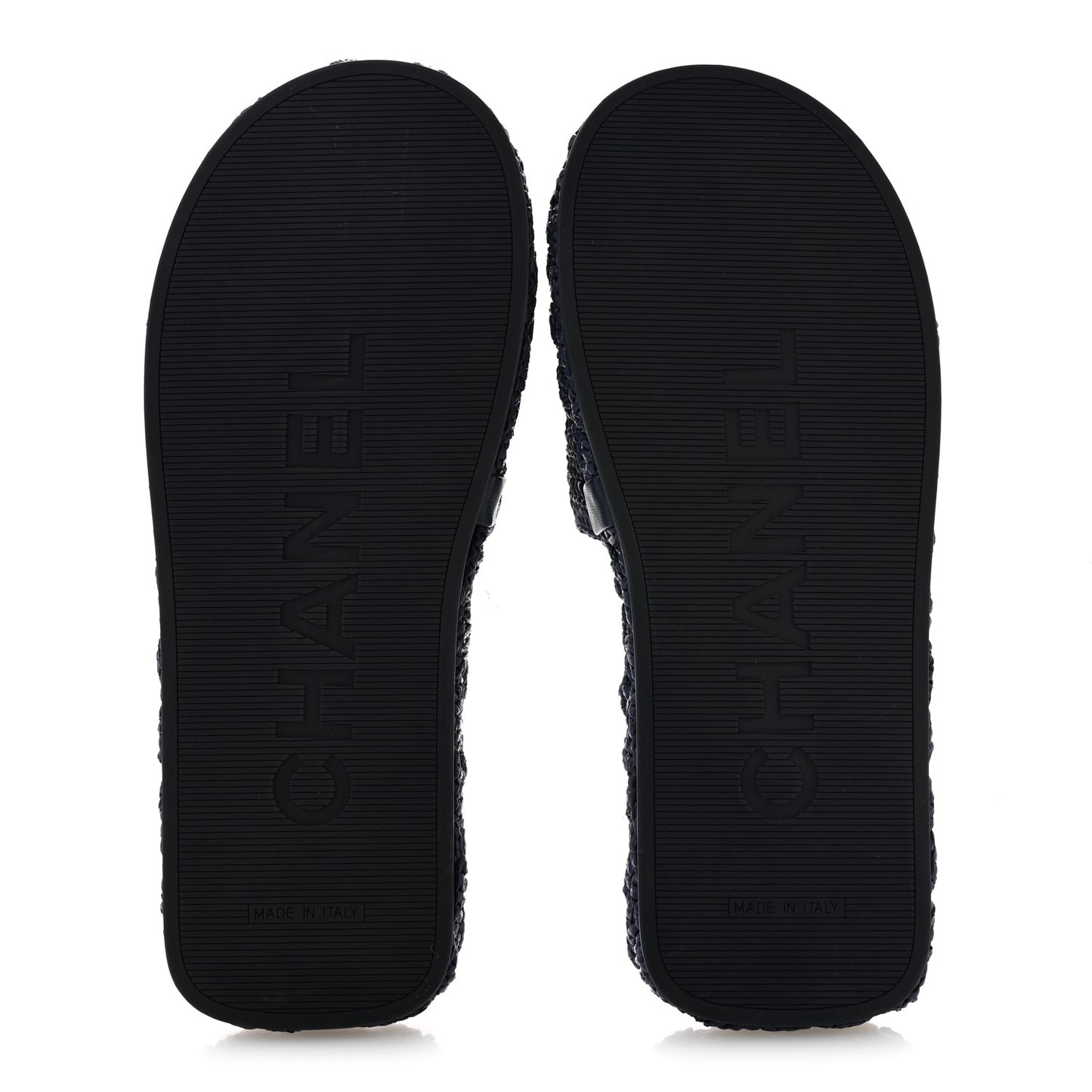 Braided Cord CC Espadrille Slip On Sandals 38 Navy Blue