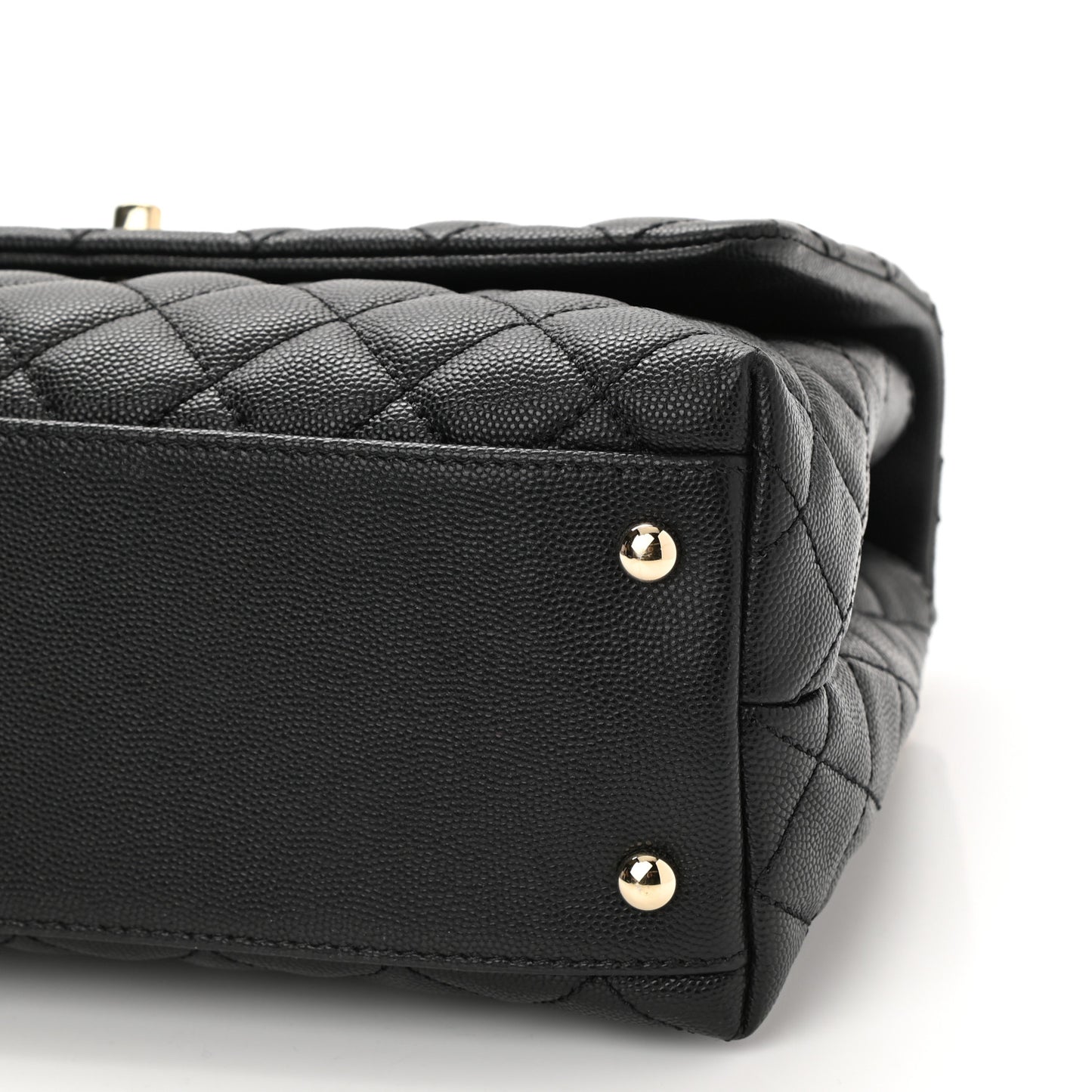 Caviar Quilted Small Coco Handle Flap Black