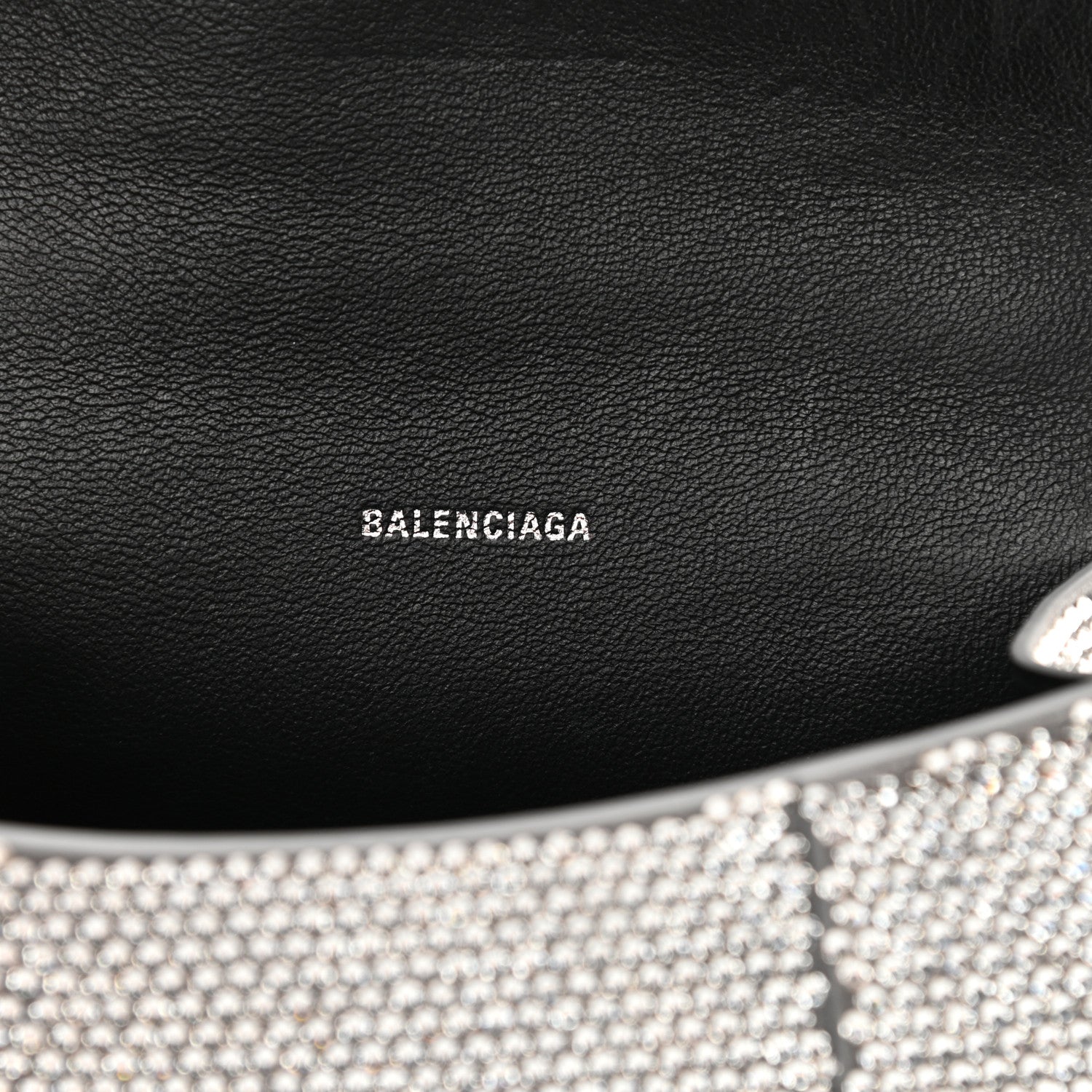 Balenciaga Strass Suede Hourglass Top Handle Bag XS Smoke Grey Crystal 6 of 13