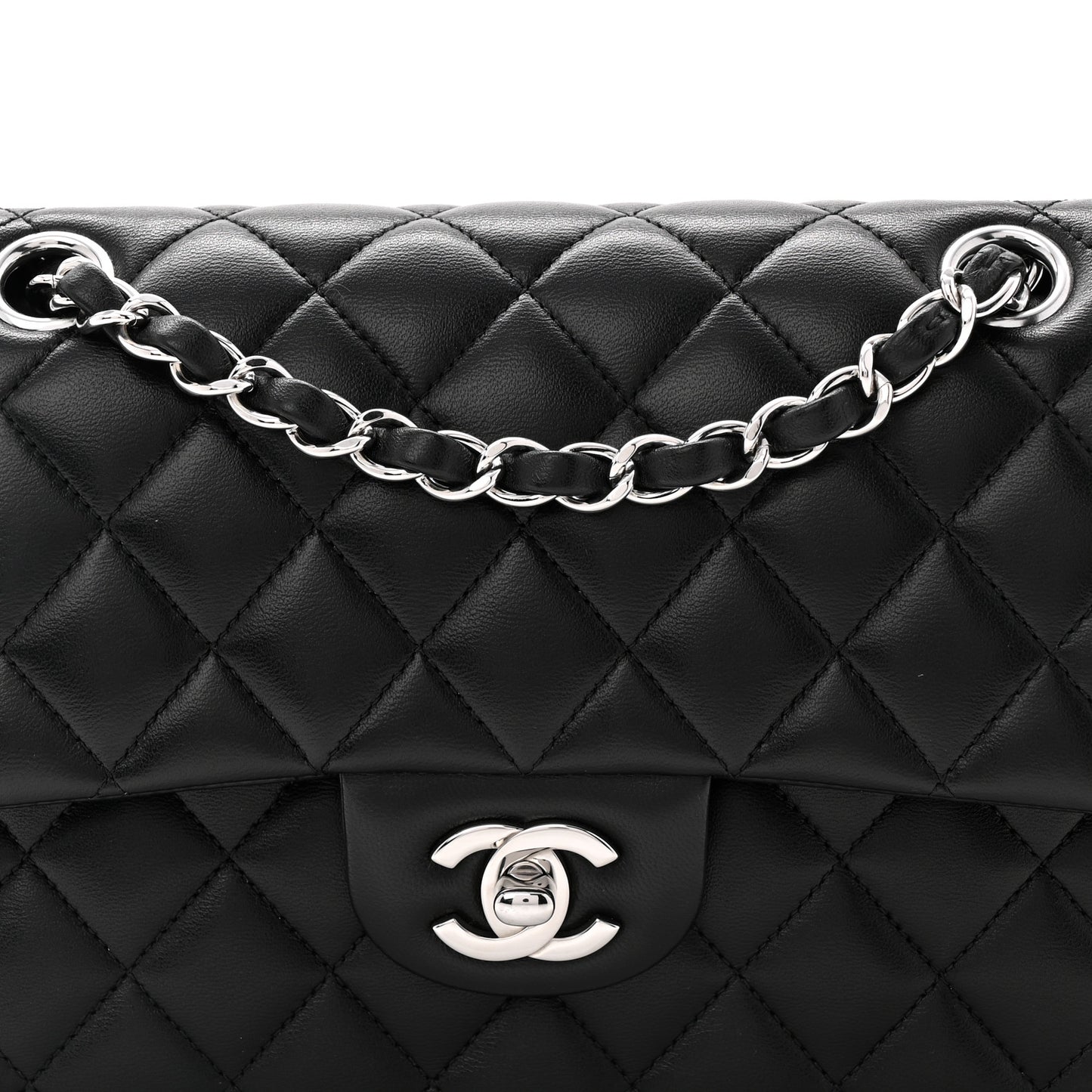 Lambskin Quilted Small Double Flap Black