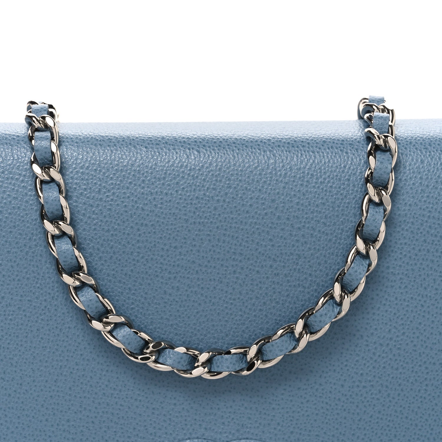 Chanel Grained Calfskin Quilted CC Box Wallet On Chain WOC Blue 9 of 11