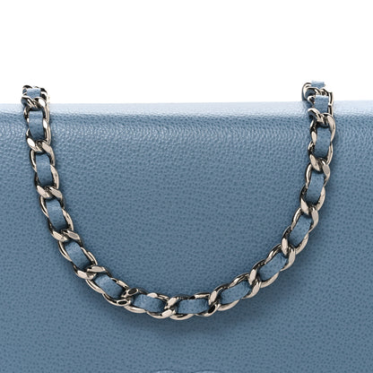 Chanel Grained Calfskin Quilted CC Box Wallet On Chain WOC Blue 9 of 11