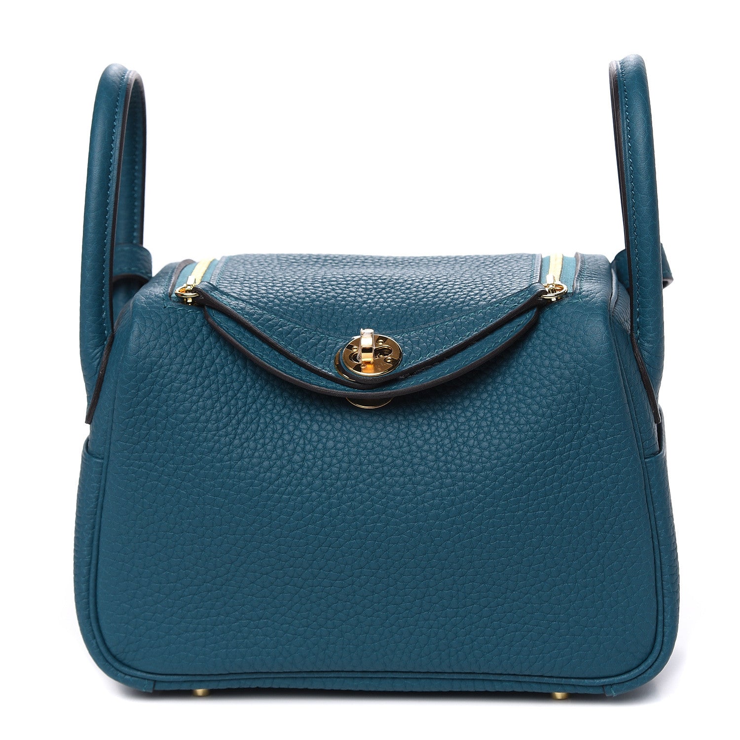 Hermes Taurillon Clemence Mini Lindy 20 Vert Bosphore 1 of 11