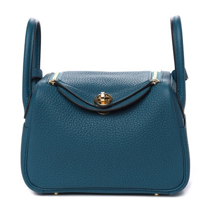 Hermes Taurillon Clemence Mini Lindy 20 Vert Bosphore 1 of 11