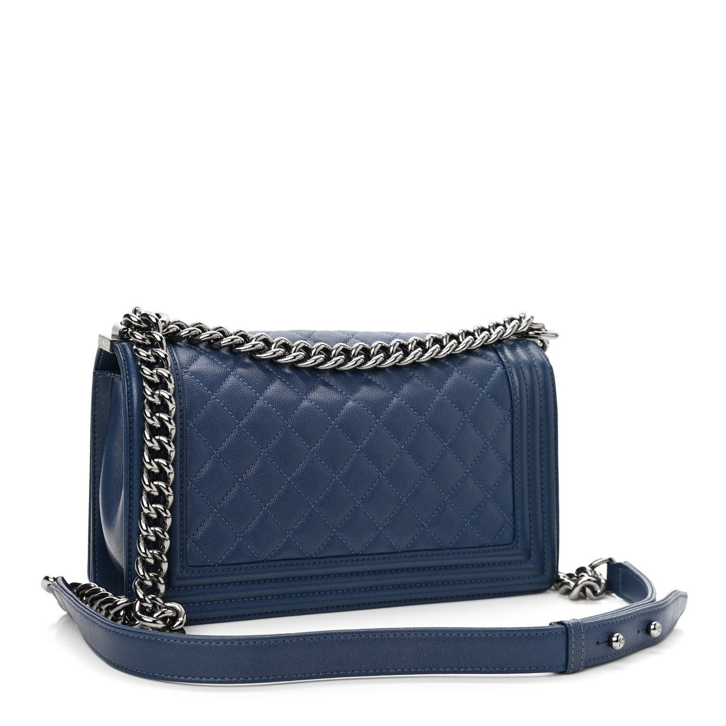 Caviar Quilted Medium Boy Flap Blue