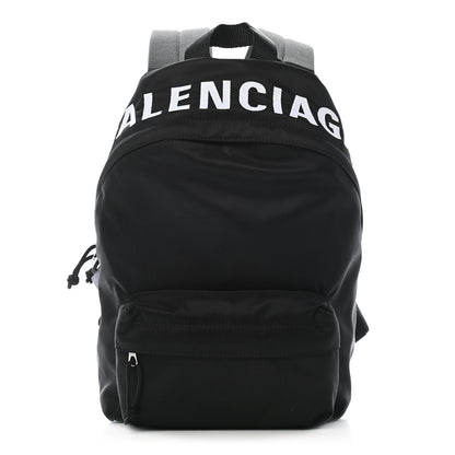 Balenciaga Sport Nylon Logo Embroidered S Wheel Backpack Black 1 of 9