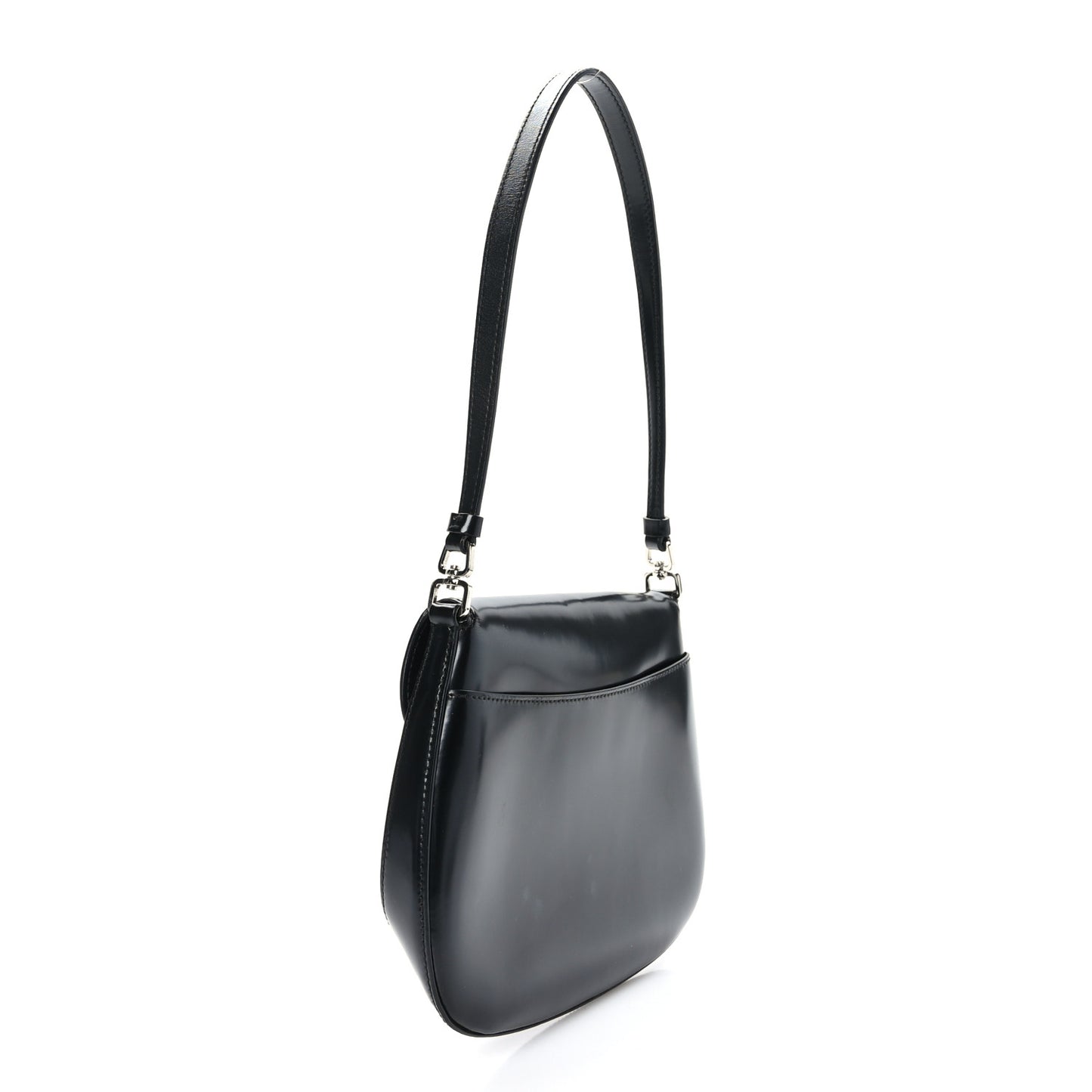 Spazzolato Cleo Flap Shoulder Bag Black