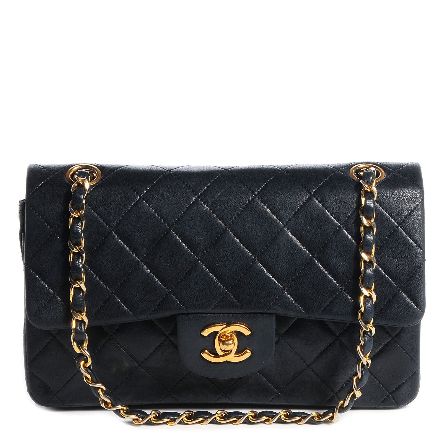Chanel Lambskin Small Double Flap Navy 1 of 8