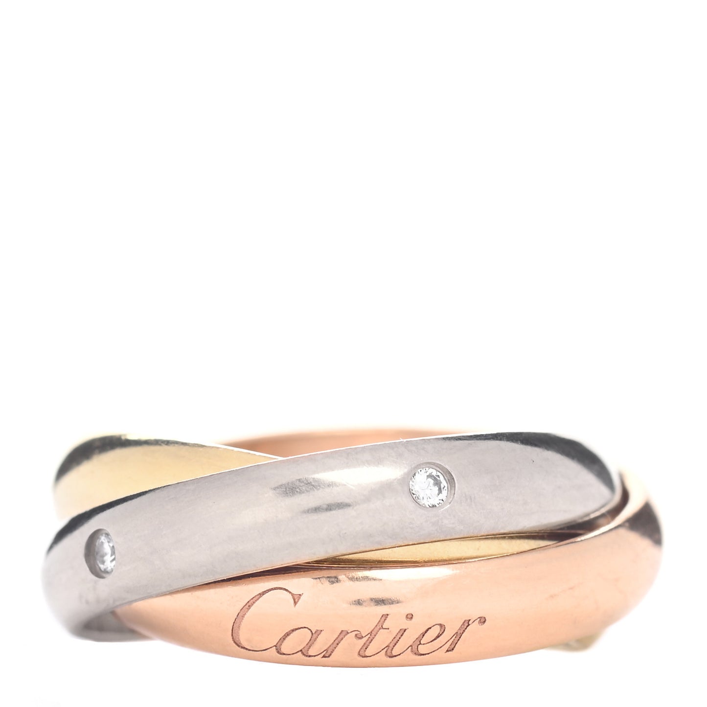 18K Pink Yellow White Gold Diamond Trinity Ring 48 4.25