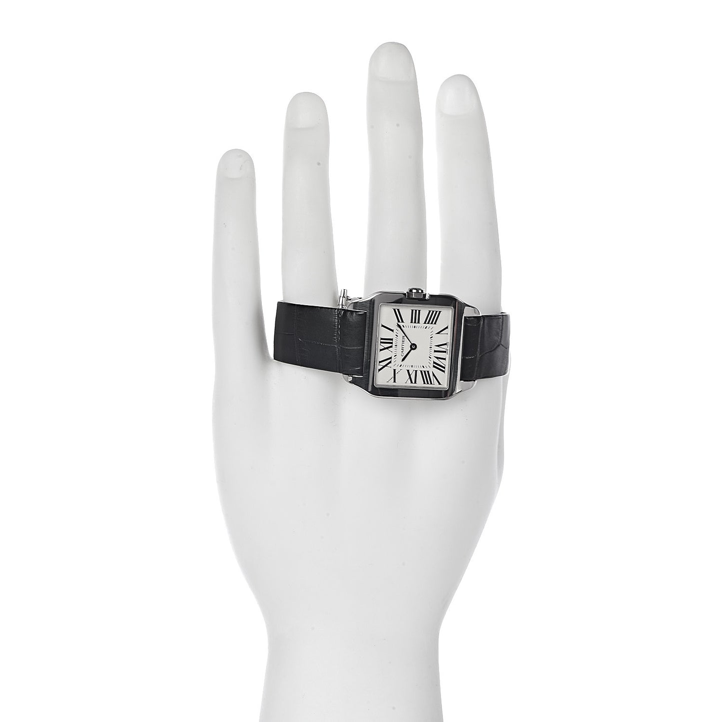 18K White Gold Alligator 30mm Santos Dumont Quartz Watch