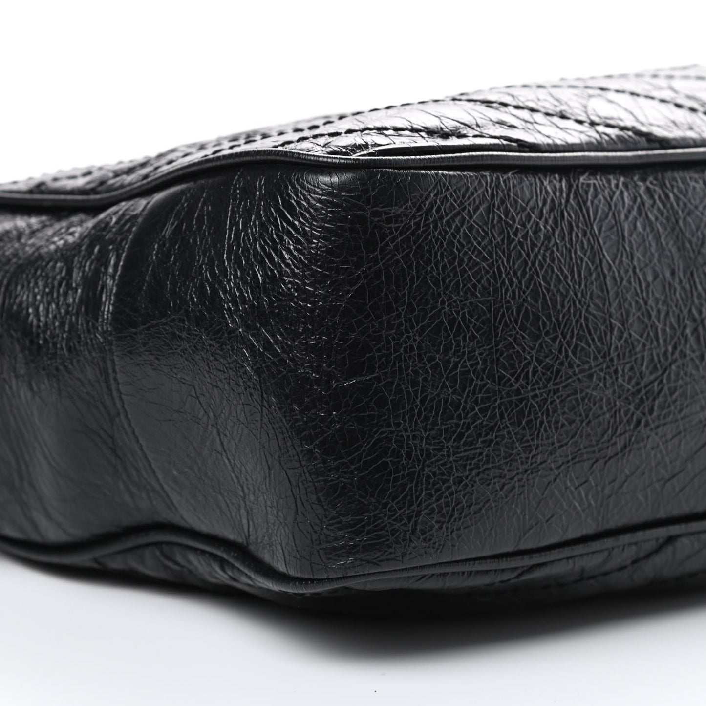 Crinkled Calfskin Matelasse Monogram Large Niki Shopping Tote Bag Black