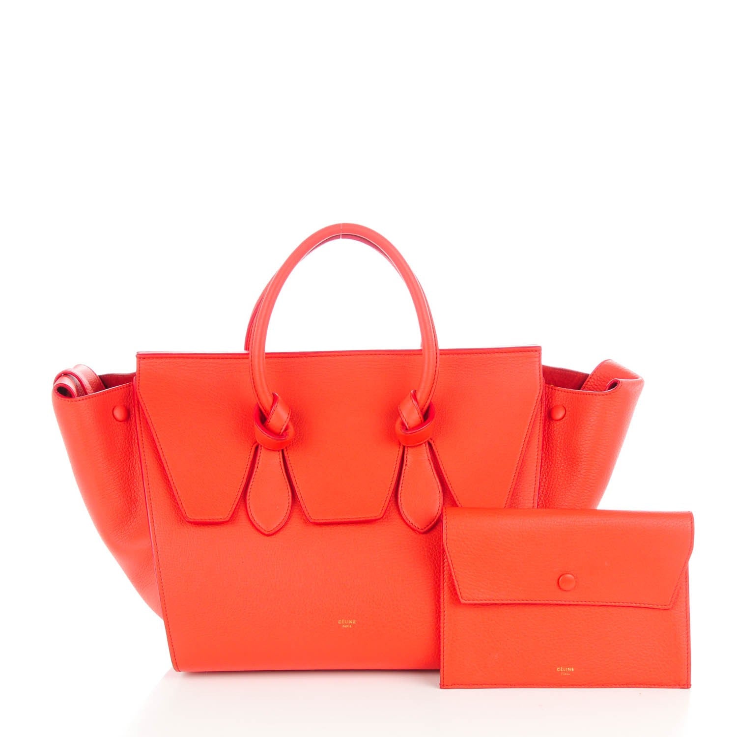 Celine Crisped Calfskin Small Tie Knot Tote Vermillion 3 of 11