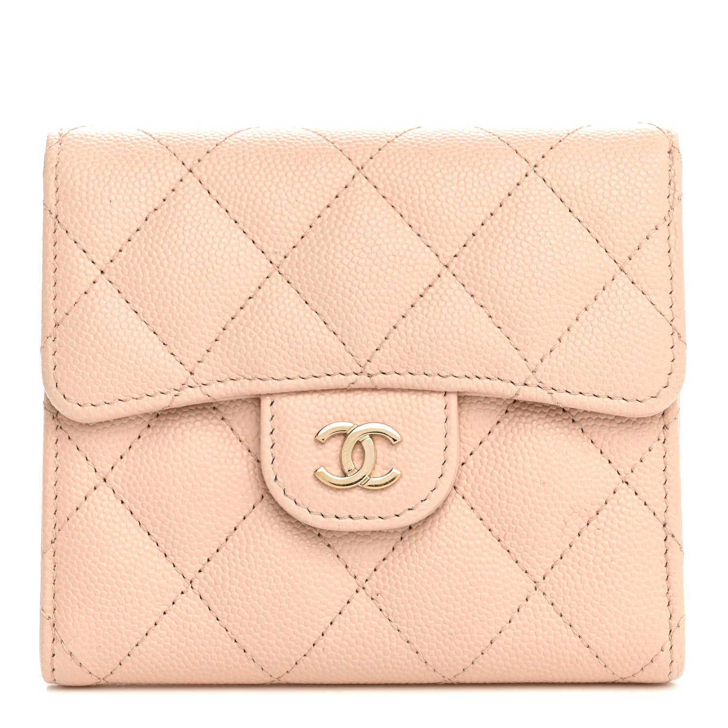 Chanel Caviar Quilted Compact Flap Wallet Beige 1 of 8