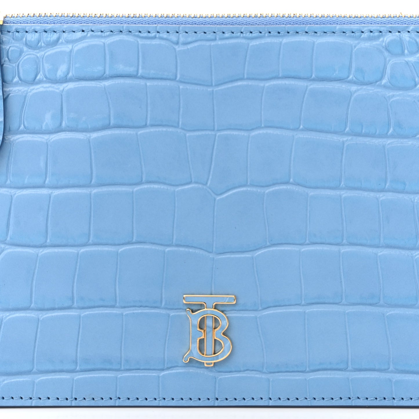 Crocodile Embossed Mini TB Shoulder Bag Blue