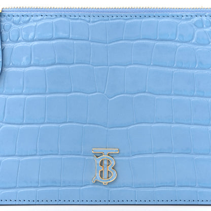 Burberry Crocodile Embossed Mini TB Shoulder Bag Blue 7 of 9