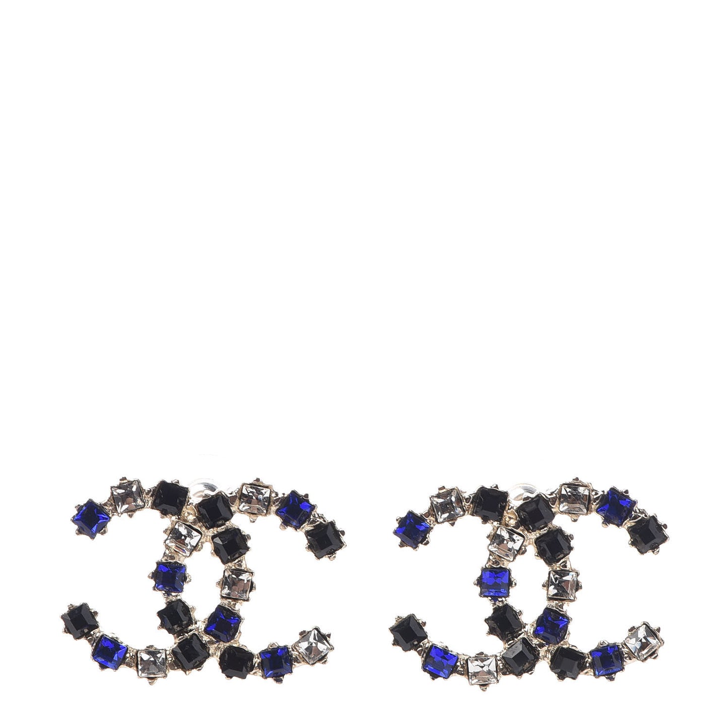 Crystal CC Earrings Gold Black Blue