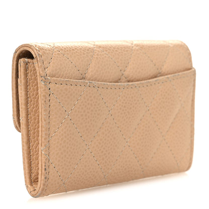 Chanel Caviar Quilted Flap Card Holder Wallet Beige 3 of 13