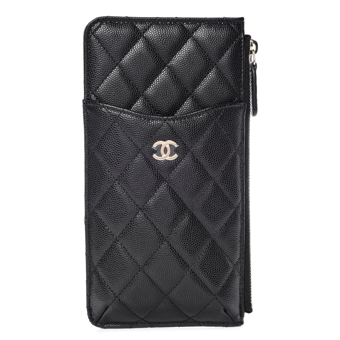 Caviar Quilted Classic Flat Wallet Pouch Black
