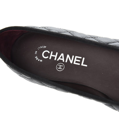 Chanel Aged Calfskin Quilted CC Cap Toe Ballerina Flats 39 Black 6 of 12