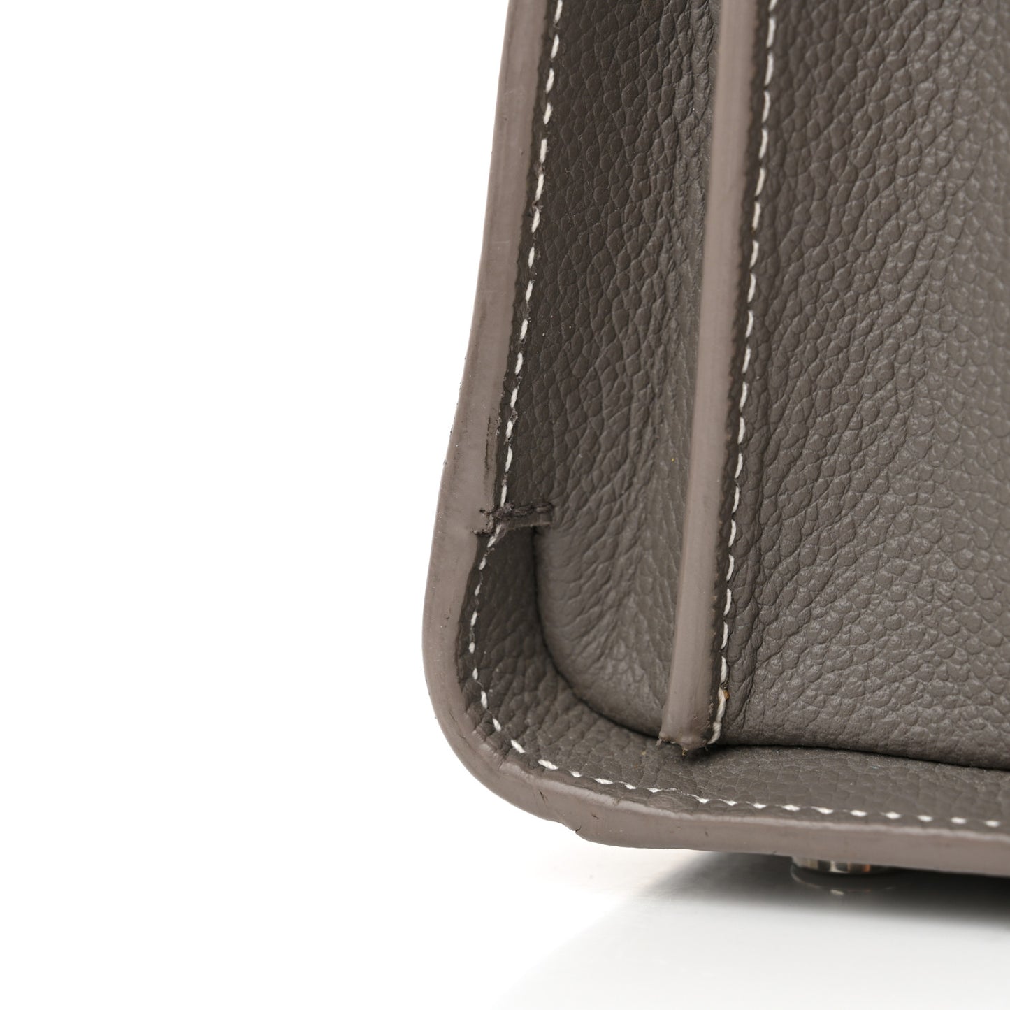 Grained Calfskin Topstich Baby Sac De Jour Grey