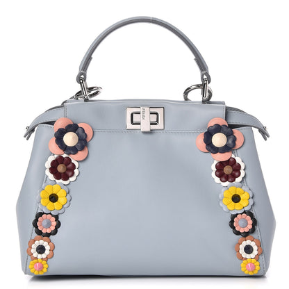 Fendi Nappa Flowerland Mini Peekaboo Iconic Satchel Light Blue 1 of 14