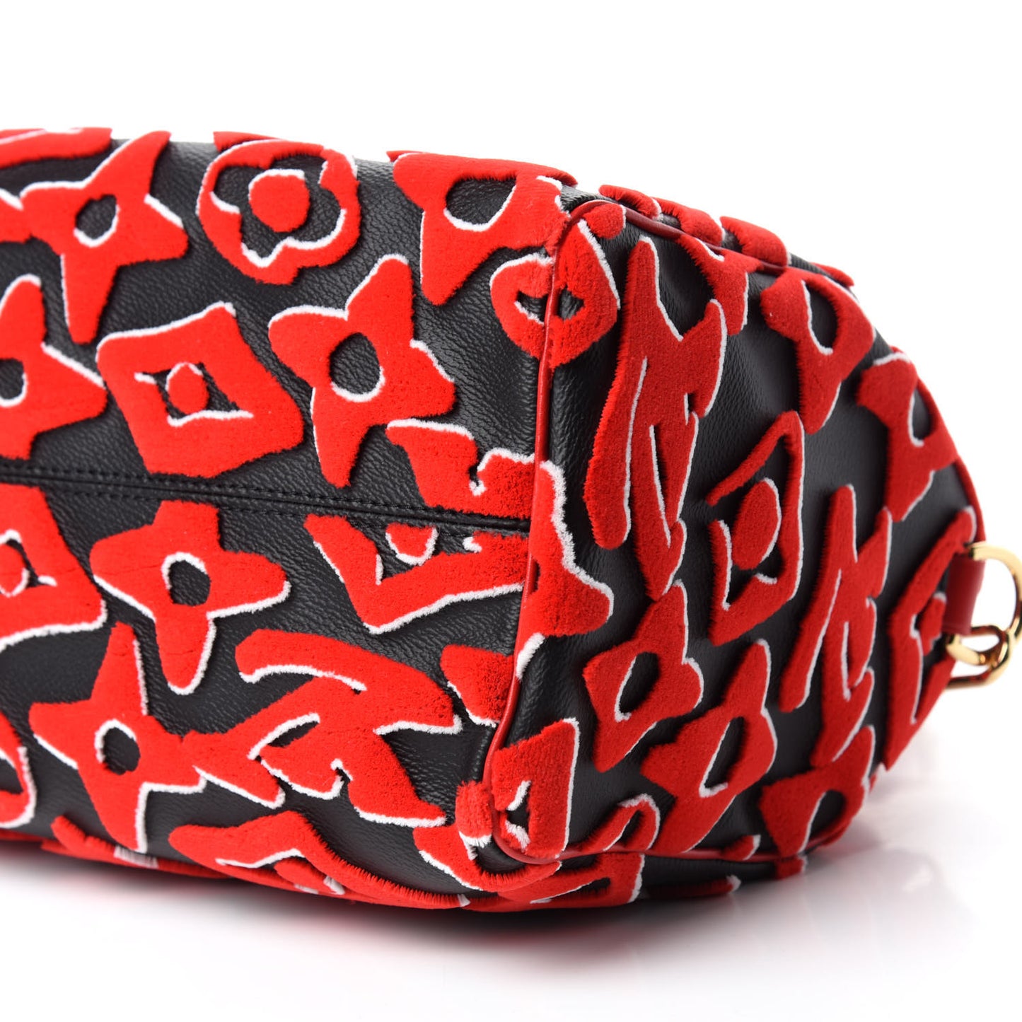 X UF Tufted Monogram Speedy Bandouliere 25 Black Red