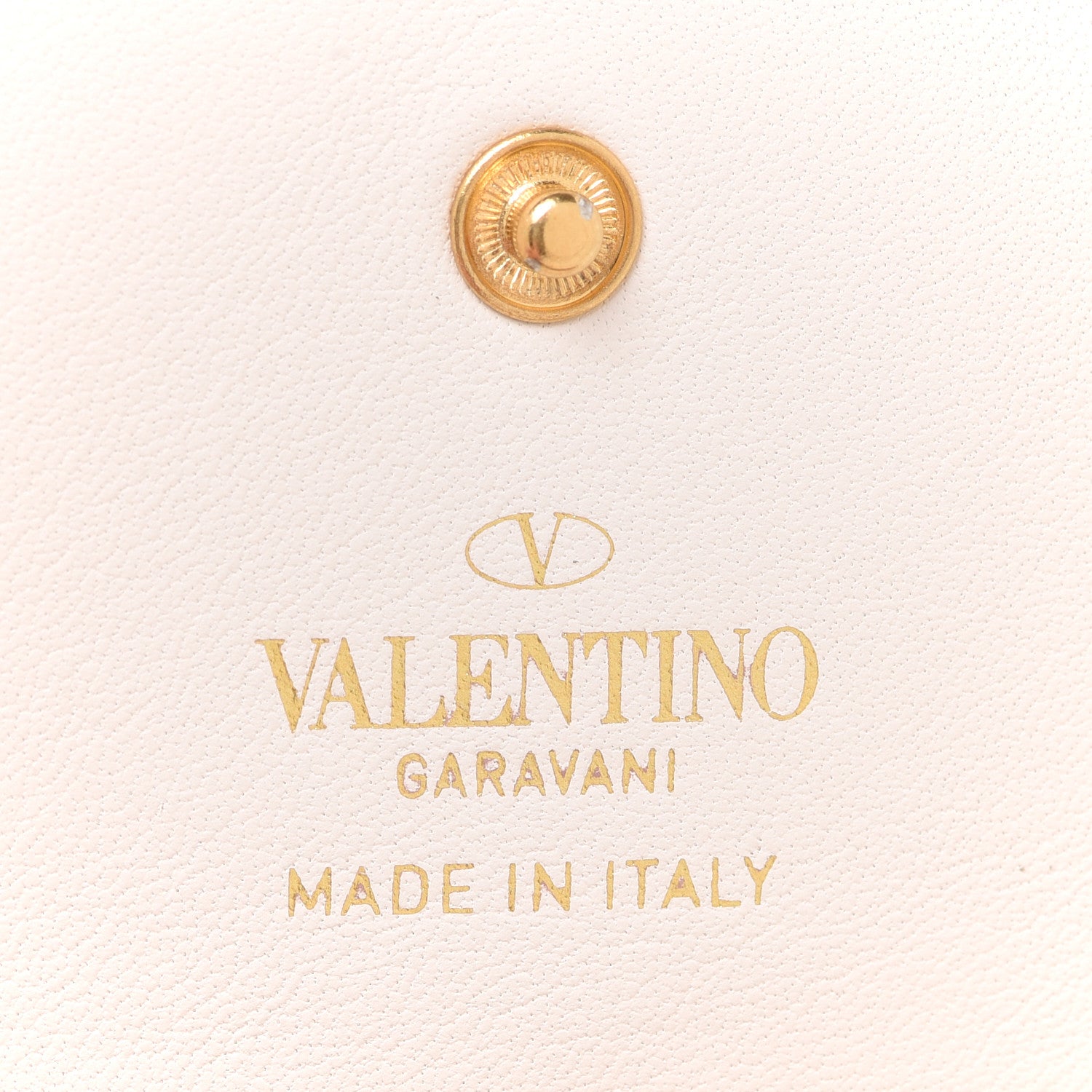 Valentino Garavani Metallic Pebbled Calfskin Rockstud French Flap Wallet Antique Brass 6 of 7