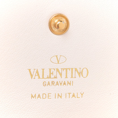 Valentino Garavani Metallic Pebbled Calfskin Rockstud French Flap Wallet Antique Brass 6 of 7