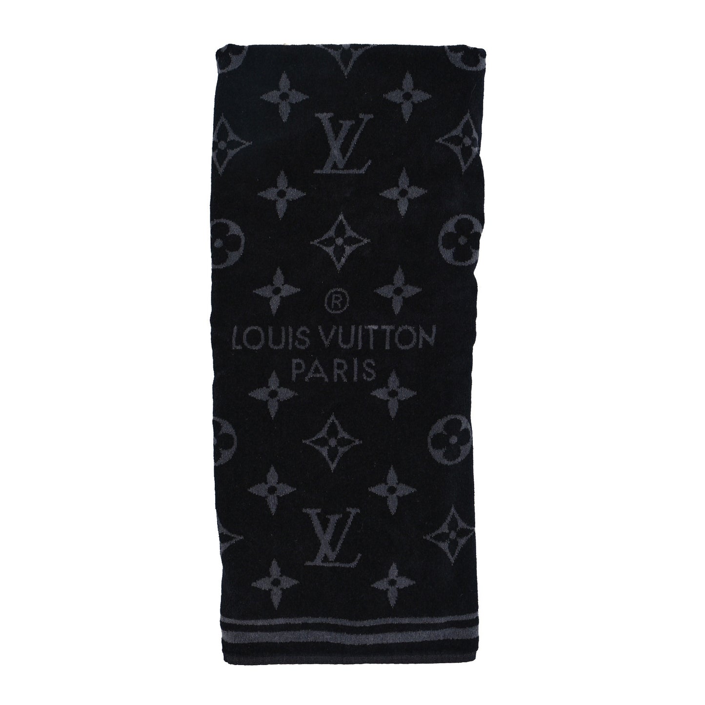 Cotton Monogram Eclipse Beach Towel Black