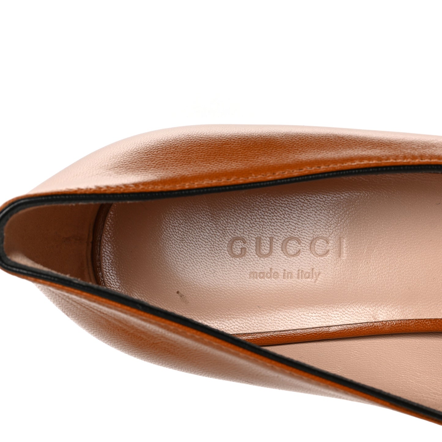 Malaga Kid GG Marmont Fringe 50mm Loafer Pumps 36 Cognac