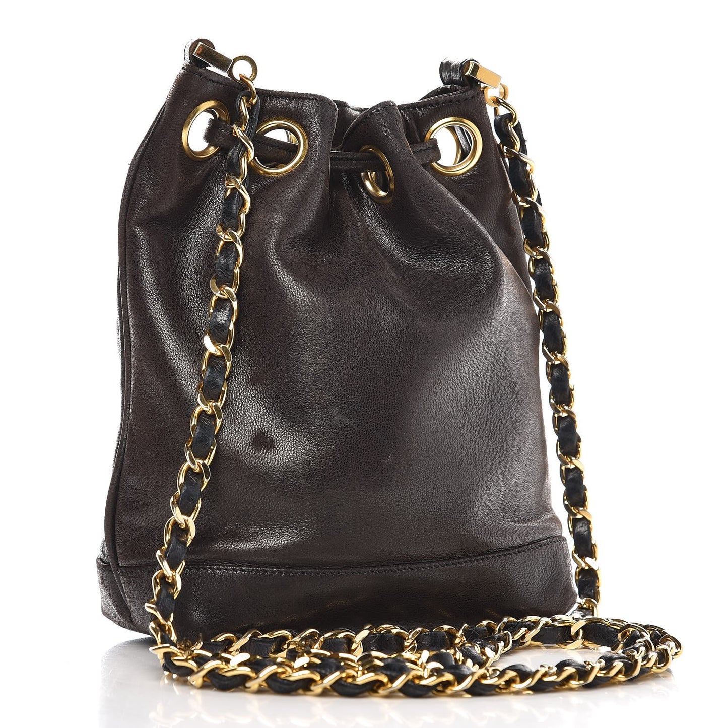 Lambskin CC Drawstring Bag Black