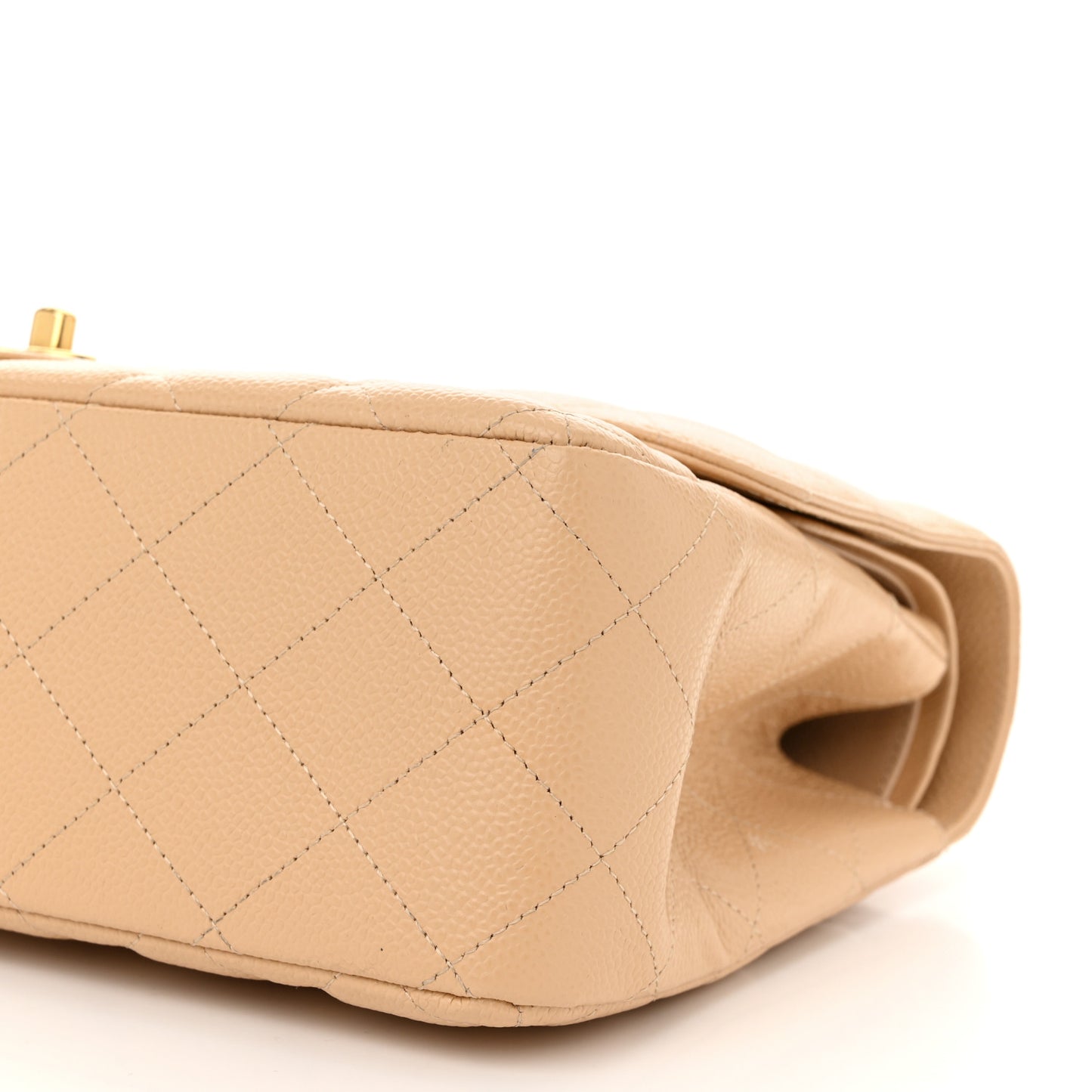 Caviar Quilted Jumbo Double Flap Beige