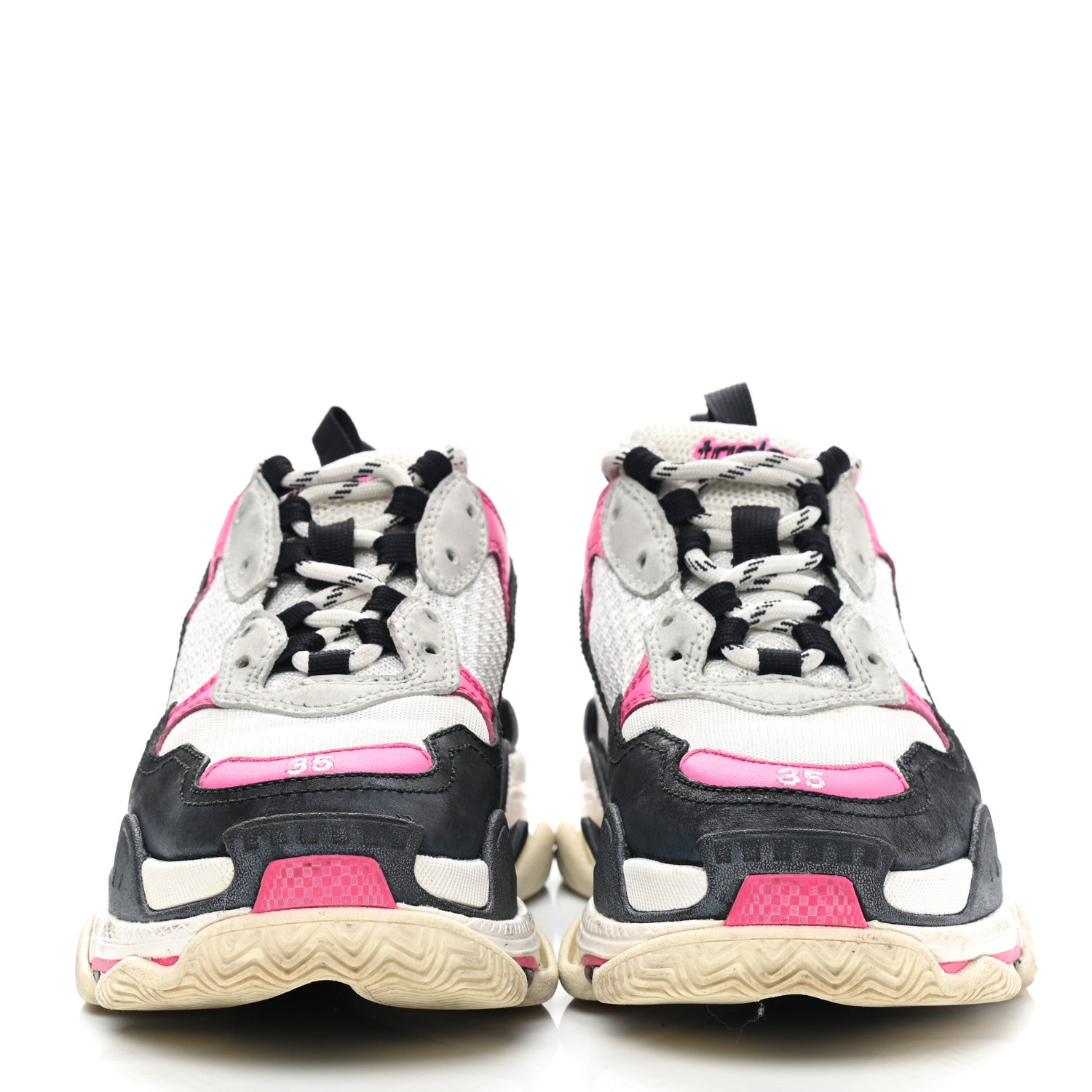 Balenciaga Fabric Mesh Womens Triple S Sneakers 35 Fluo Pink Grey White 2 of 7