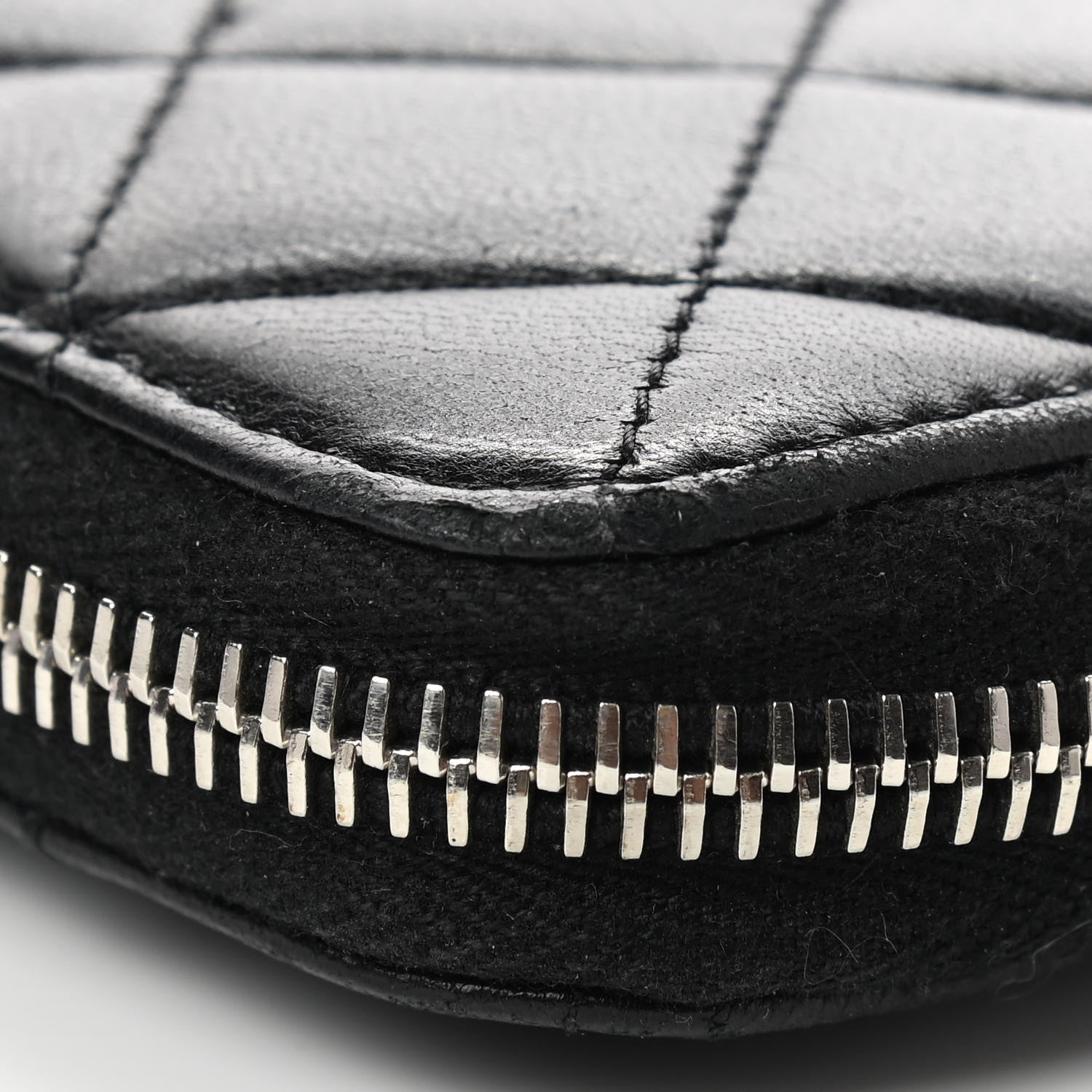 Chanel Lambskin Quilted Large Gusset Zip Around Wallet Black 8 of 18