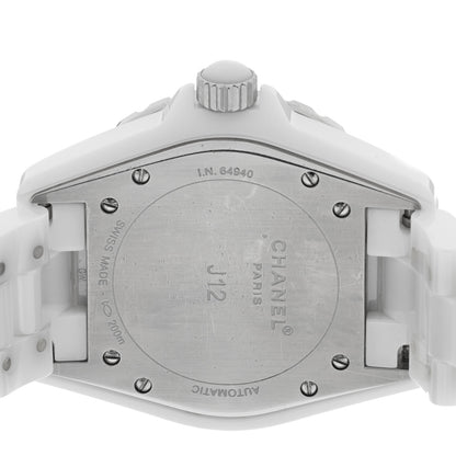 Chanel Stainless Steel Ceramic Diamond 38mm J12 Automatic Watch White 4 of 5
